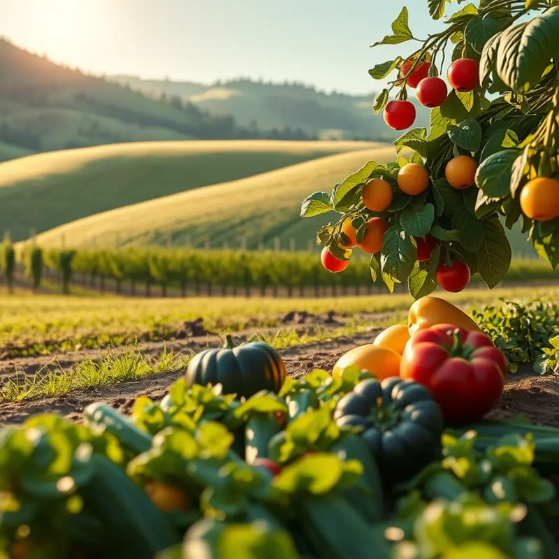 A sunlit orchard showcasing vibrant produce, symbolizing healthy nutritional choices.