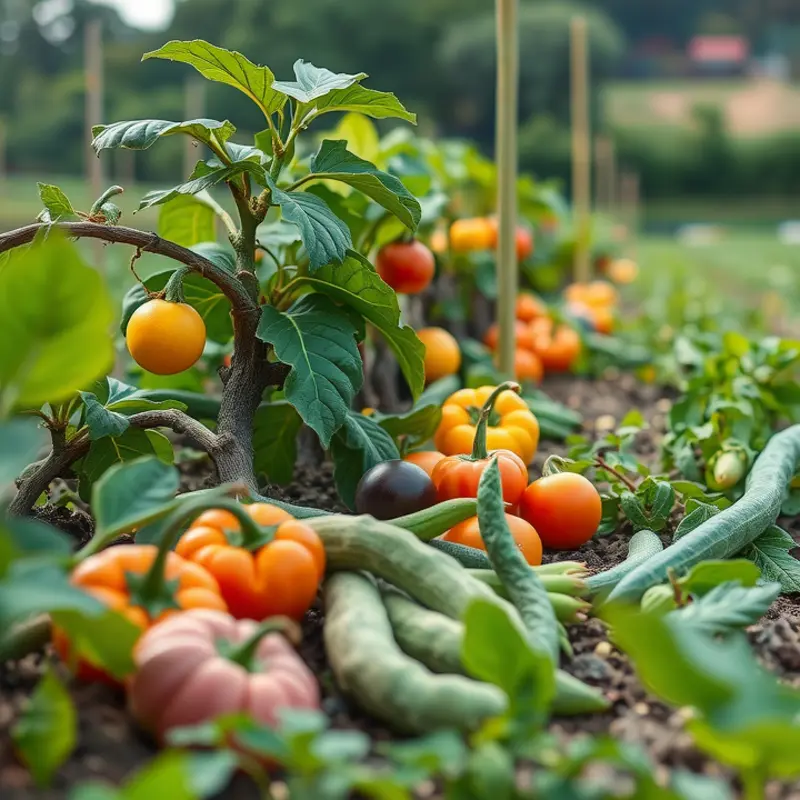 A sunlit field rich with organic produce, highlighting the essence of fresh flavors.