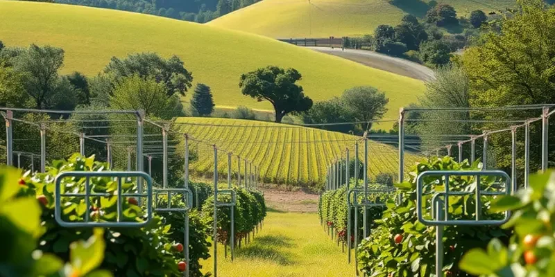 A beautiful orchard brimming with colorful fruits and vegetables, symbolizing the abundance and health of natural produce.