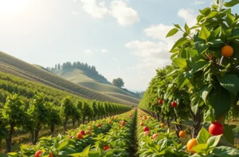A sunny field filled with vibrant organic vegetables growing in lush surroundings.