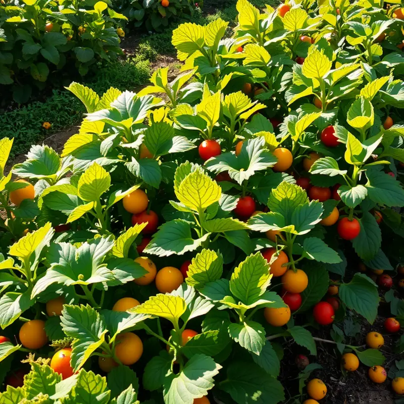 A picturesque field filled with fresh organic vegetables and fruits, symbolizing healthy cooking.