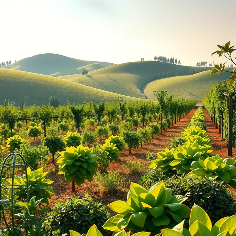 A vibrant sunlit field showcasing fresh organic vegetables.