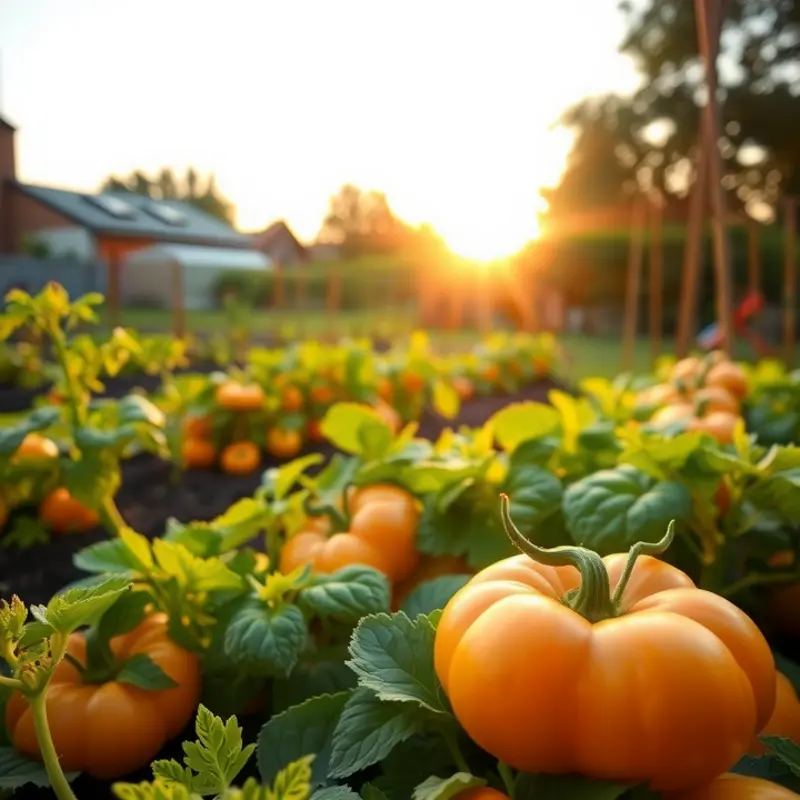 A lush orchard bursting with organic fruits and vegetables.