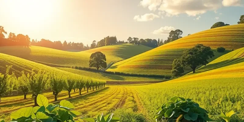 A beautiful orchard filled with colorful vegetables growing naturally.