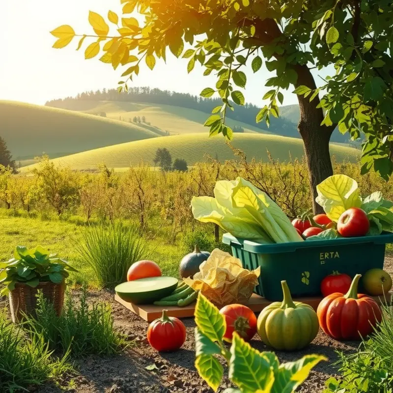 A vibrant orchard filled with fresh, healthy vegetables and fruits.