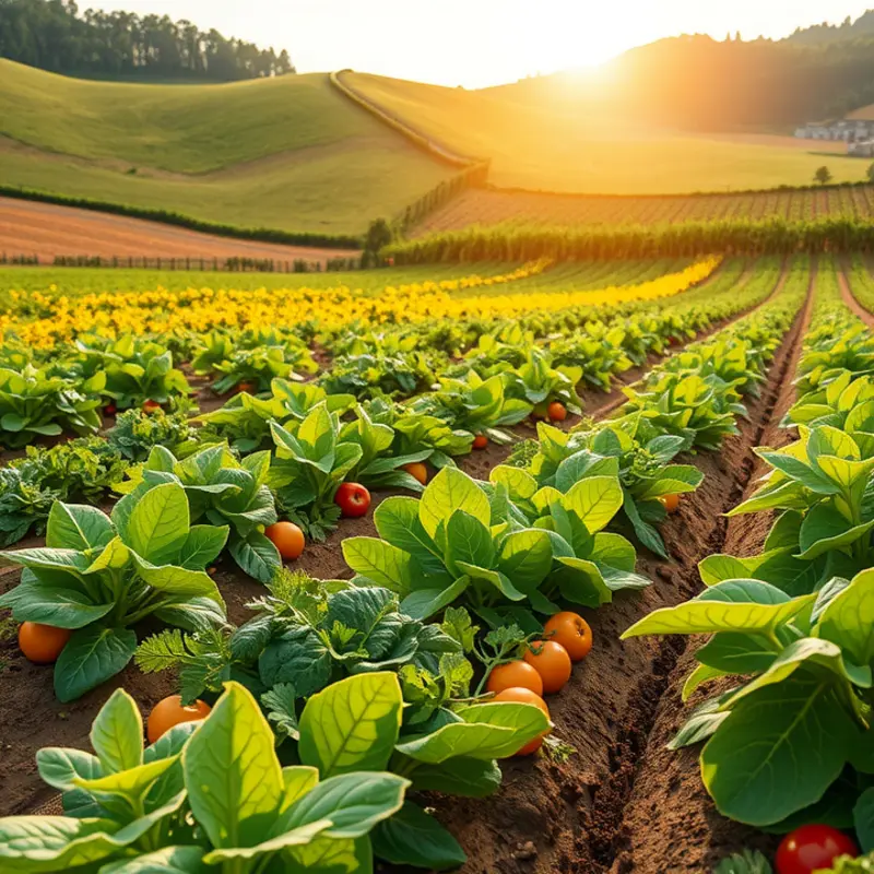 A lush field showcasing the abundance of organic produce.