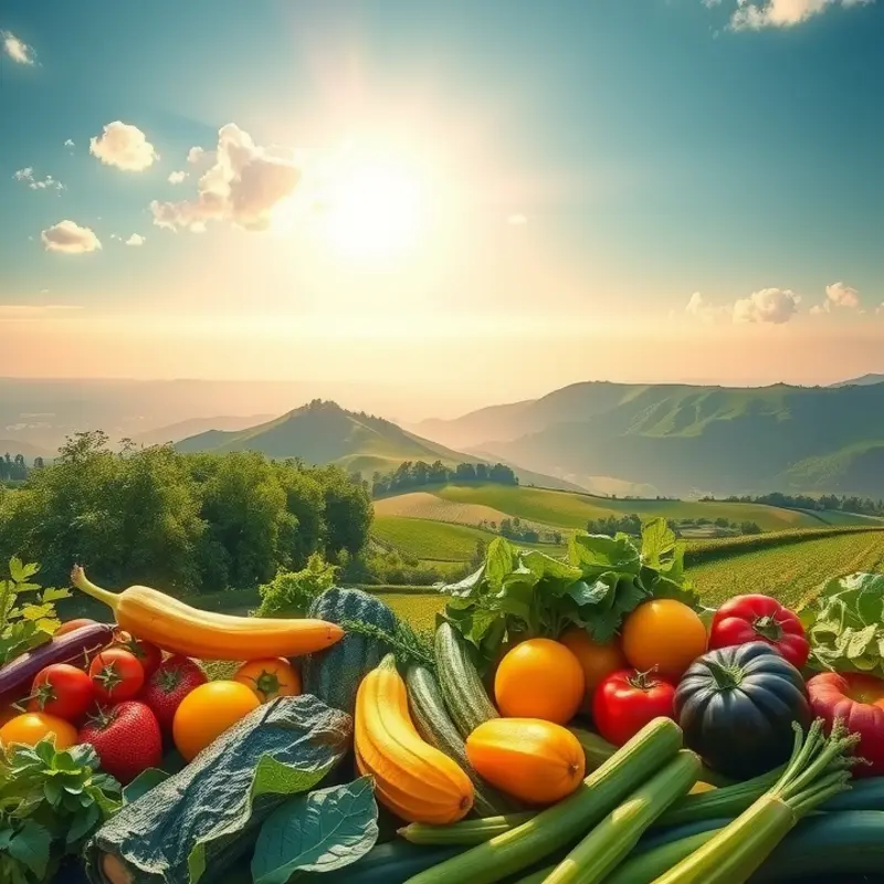An organic garden filled with vibrant produce under the sun.