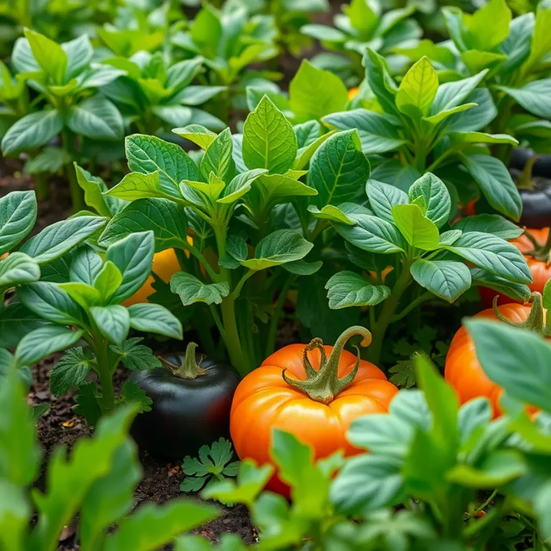A sunlit field of vibrant organic vegetables, highlighting nature’s bounty.