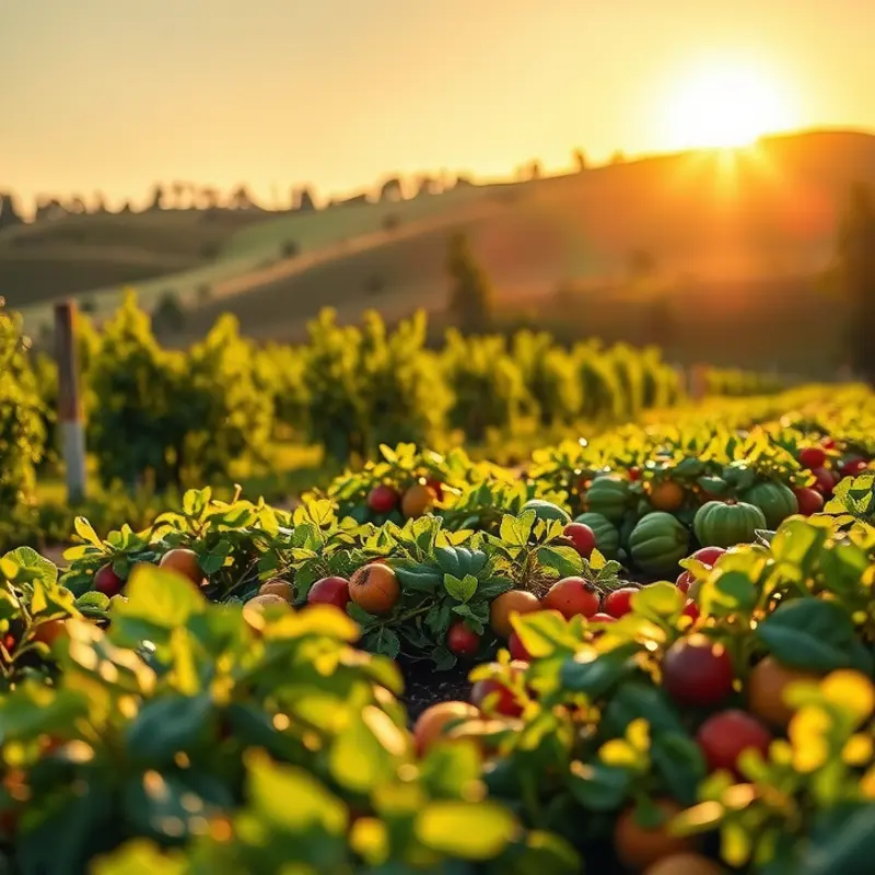 A sunlit field showcasing the vibrancy of nature’s organic produce.