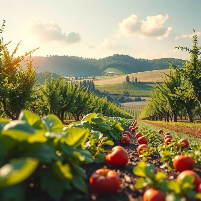 Nature’s bounty: A vibrant collection of whole foods in a sunlit field.