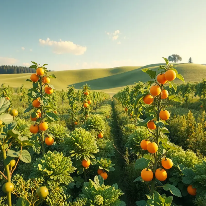 A vibrant orchard filled with fresh produce, symbolizing natural freshness.