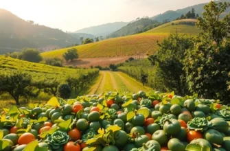 Photorealistic image of an expansive field filled with organic vegetables and vibrant fruits, capturing the essence of healthy nutrition.