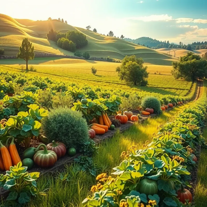 A lush field brimming with vibrant watercress and other organic produce.