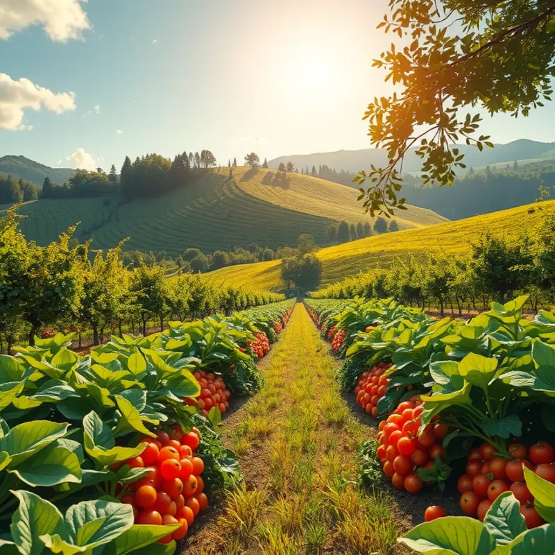 A lush field brimming with vibrant watercress and other organic produce.