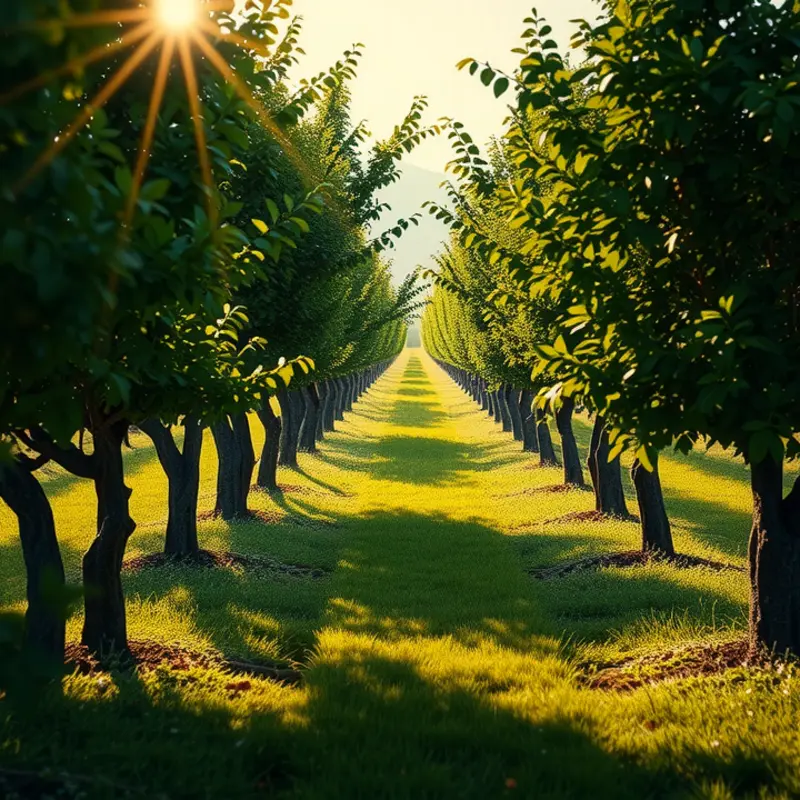 A sunlit landscape filled with vibrant fruits and vegetables, symbolizing natural health.