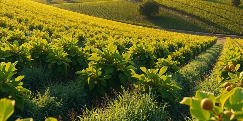 A vibrant orchard filled with fruits and vegetables, symbolizing the essence of healthy eating.