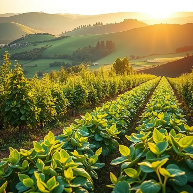 A vibrant orchard showcasing the richness of organic produce, symbolizing healthy digestion.