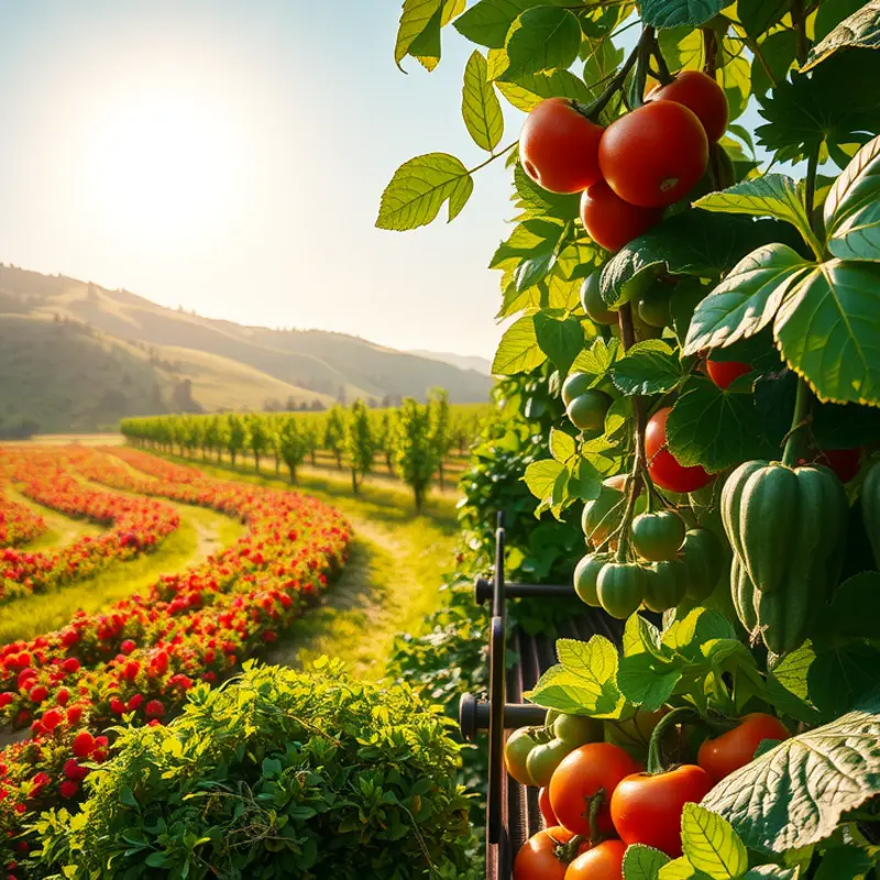 A vibrant orchard showcasing the richness of organic produce, symbolizing healthy digestion.