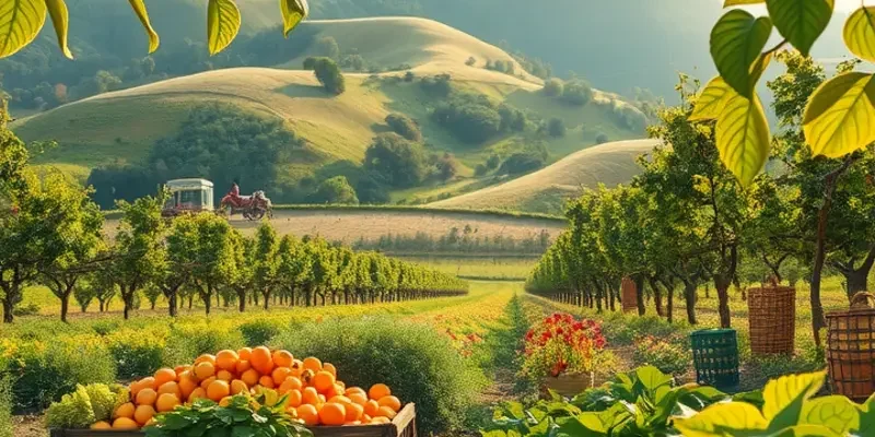 A lush field filled with organic fruits and vegetables, emphasizing the importance of healthy eating.