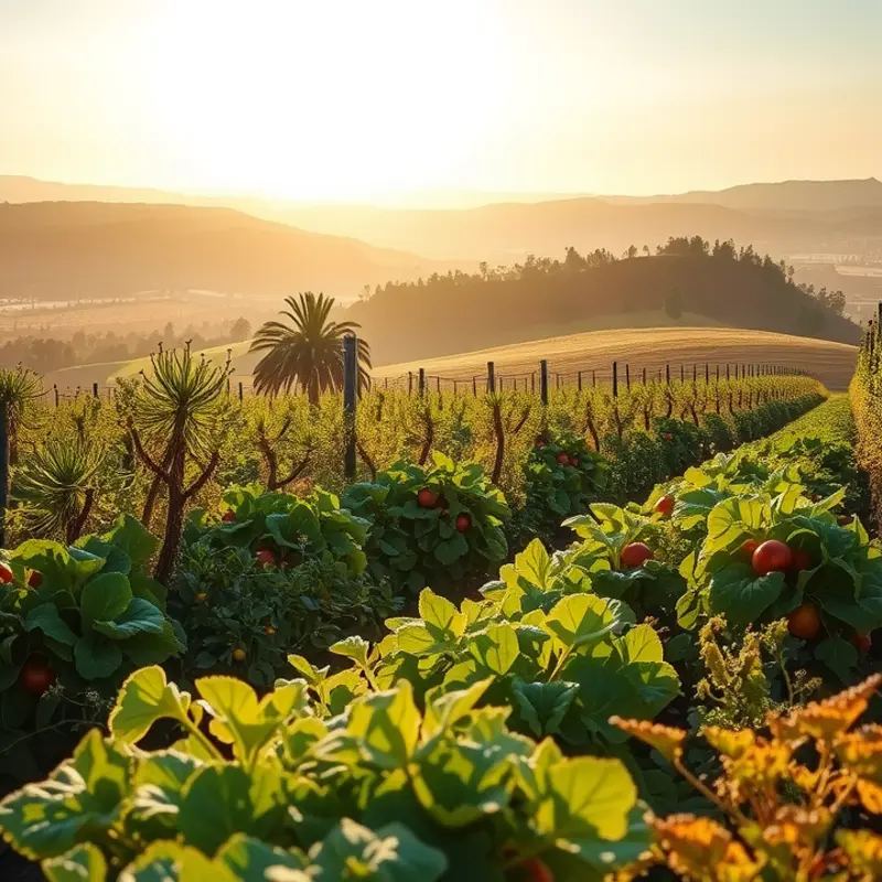 A sunlit orchard, vibrant with fresh produce, symbolizing nourishment and balance.
