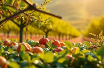 A beautiful field filled with organic crops under soft sunlight, representing freshness and abundance.