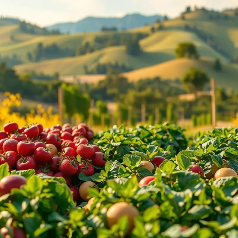A serene landscape showcasing the abundance of organic crops.