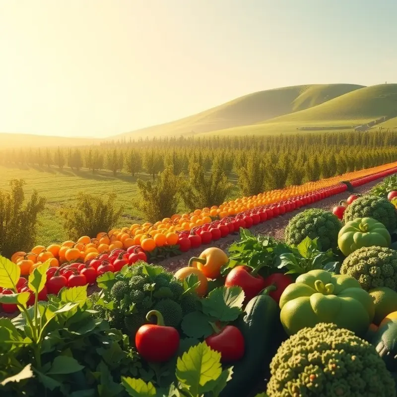 A vibrant sunlit orchard brimming with organic produce.