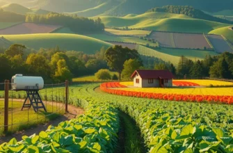 A picturesque sunlit orchard filled with vibrant crops representing various cultural foods and culinary traditions.