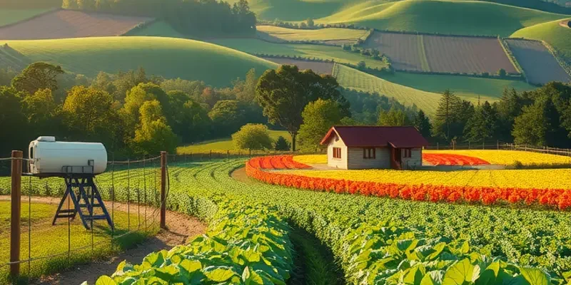 A picturesque sunlit orchard filled with vibrant crops representing various cultural foods and culinary traditions.