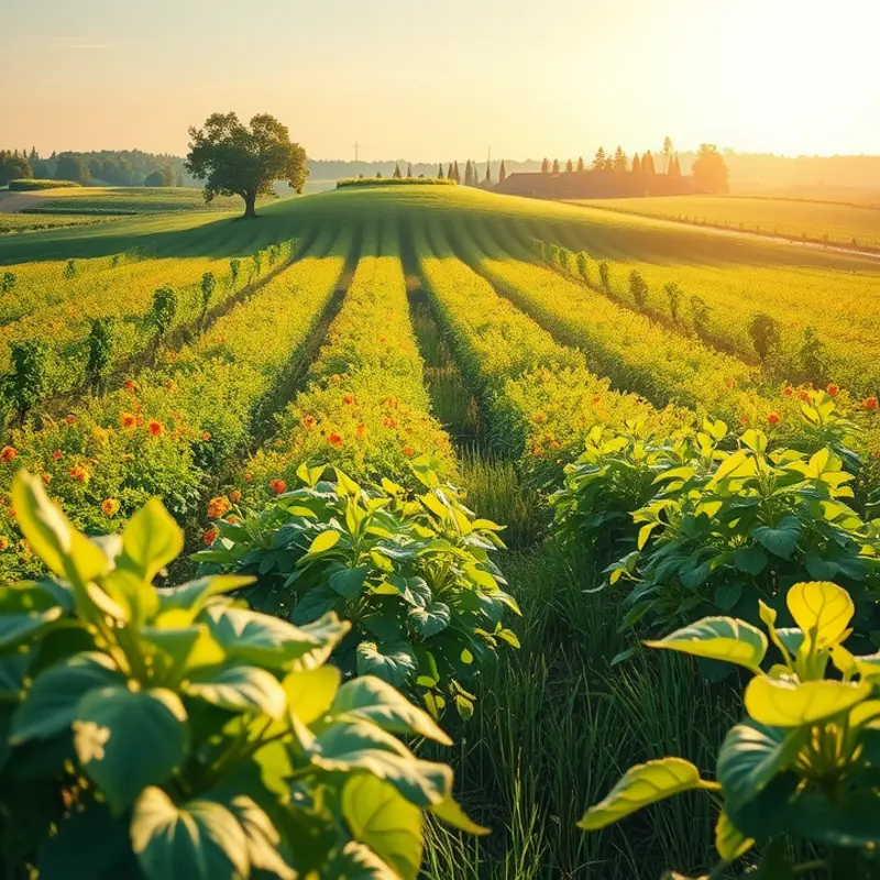 A sunlit garden showcasing vibrant organic produce, symbolizing freshness.