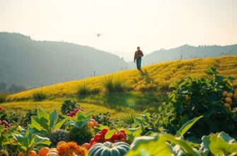 A sunlit field abundant with vibrant vegetables and fruits, symbolizing nourishment and emotional health.