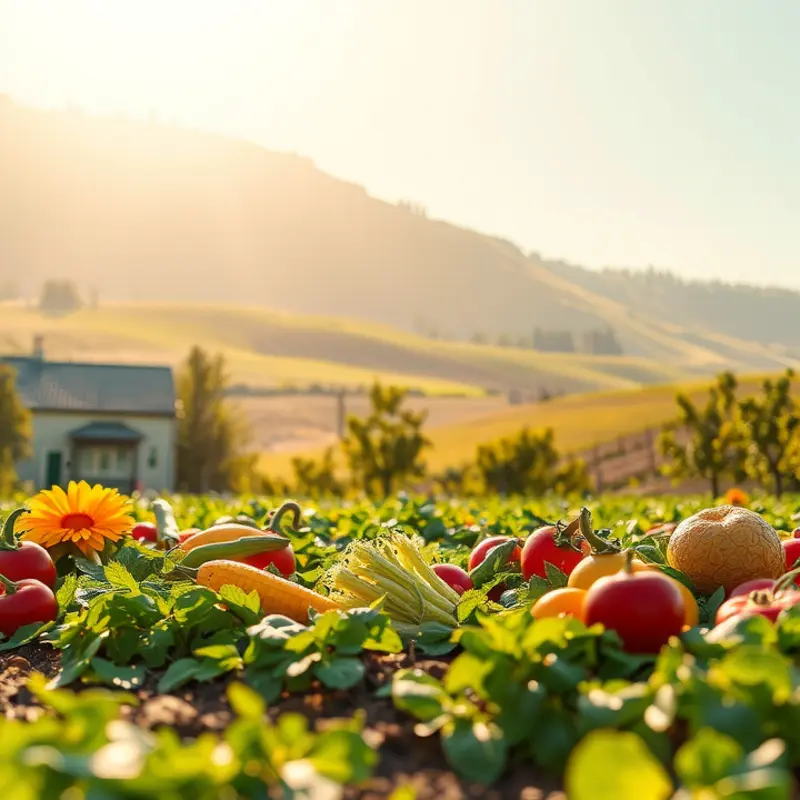 A beautiful landscape showcasing the harmony of nature and healthy produce.