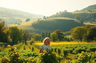 Scenic view of a sunlit field filled with vibrant vegetables and organic fruits.