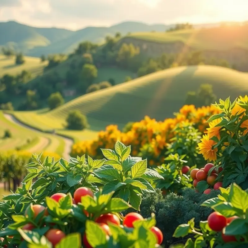 A vibrant sunlit field representing the natural abundance of healthy foods.