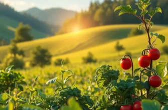 A serene landscape featuring a sunlit field with healthy produce, symbolizing the essence of nutritious food.