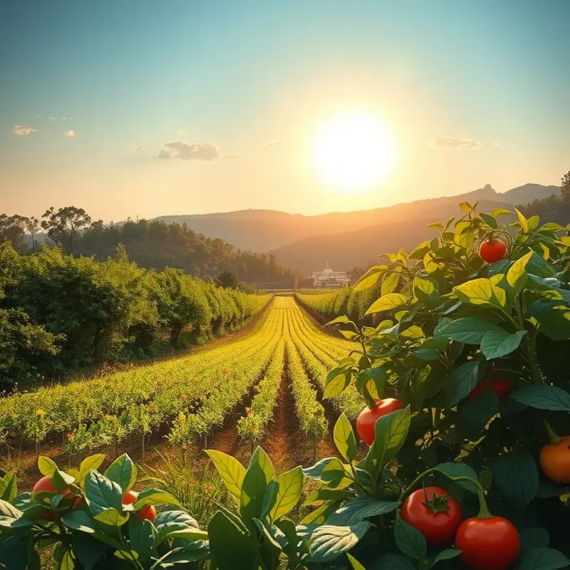 A natural landscape showcasing vibrant produce, emphasizing the fresh ingredients found in celery juice.
