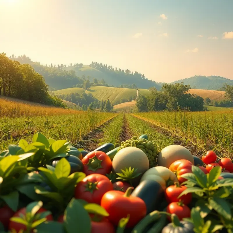 A natural landscape showcasing vibrant produce, emphasizing the fresh ingredients found in celery juice.
