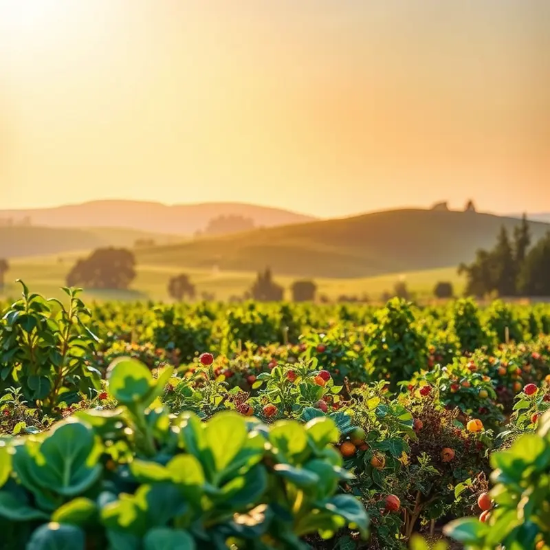 A sunlit field showcasing vibrant cilantro amidst lush greenery.