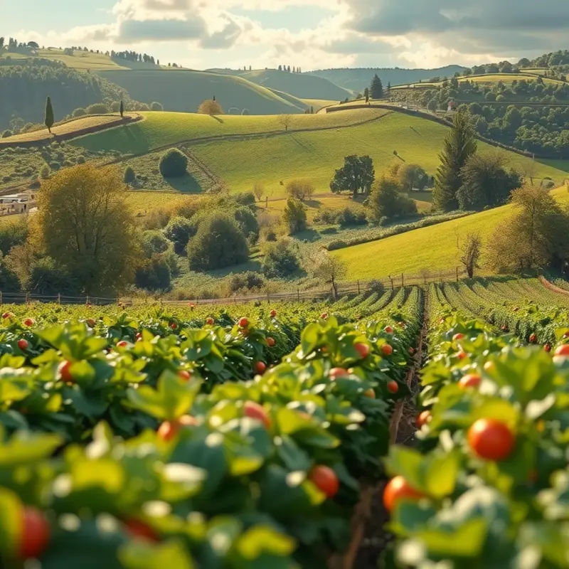 A sunlit orchard abundant in fresh produce, reflecting the essence of soy-free cooking.