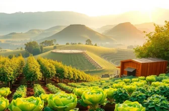 A serene landscape filled with colorful fruits and vegetables representing balanced nutrition.