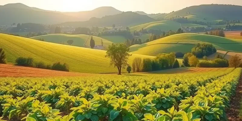 A vibrant field filled with fresh organic fruits and vegetables, symbolizing healthy dietary choices.