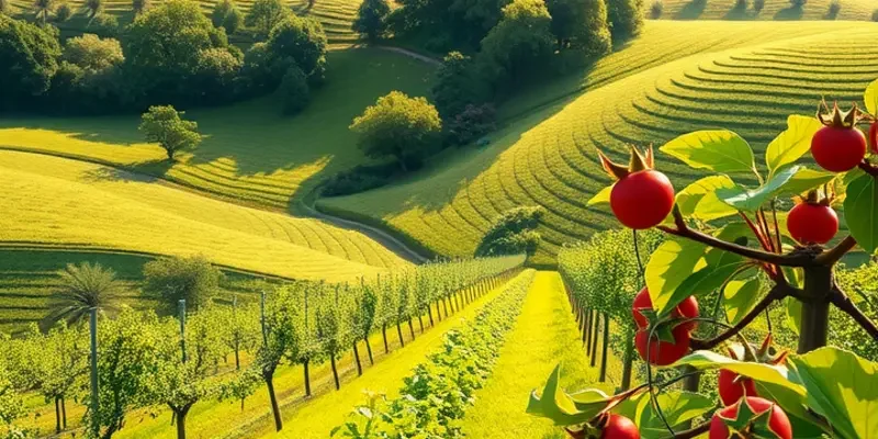 A sunny field with abundant fresh produce, symbolizing nutritious meal preparation and planning.