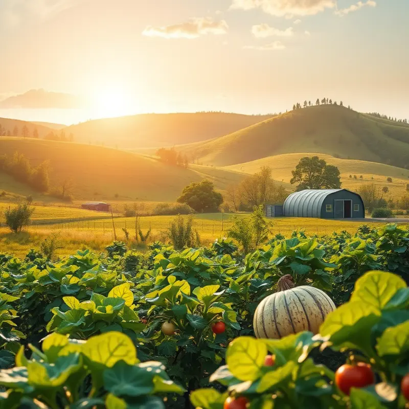 A lush field full of vibrant vegetables under a blue sky, showcasing the beauty of organic produce.