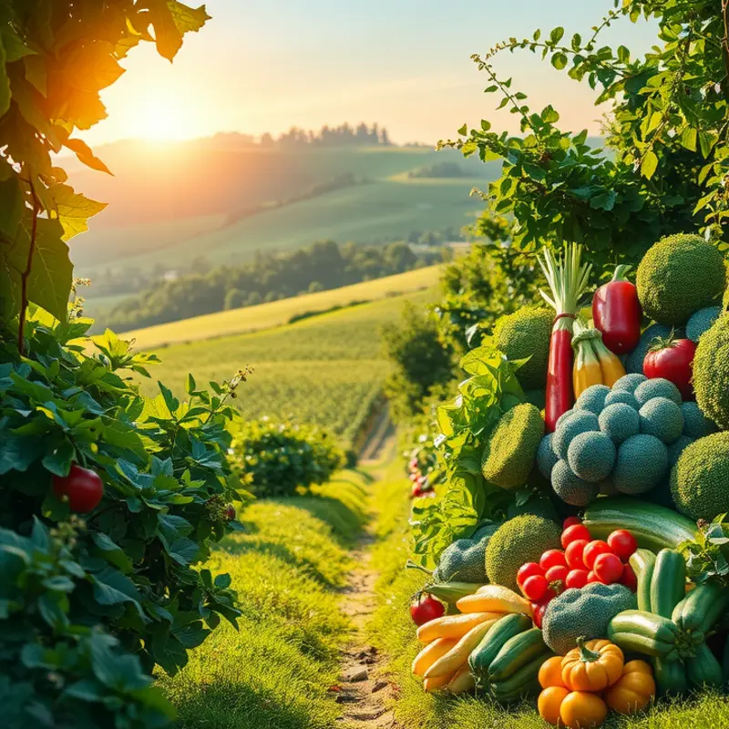 An inspiring landscape showcasing the natural abundance of fruits and vegetables.