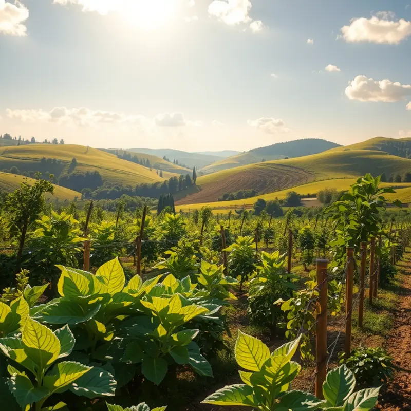 A sunlit field showcasing the vibrancy of organic produce.