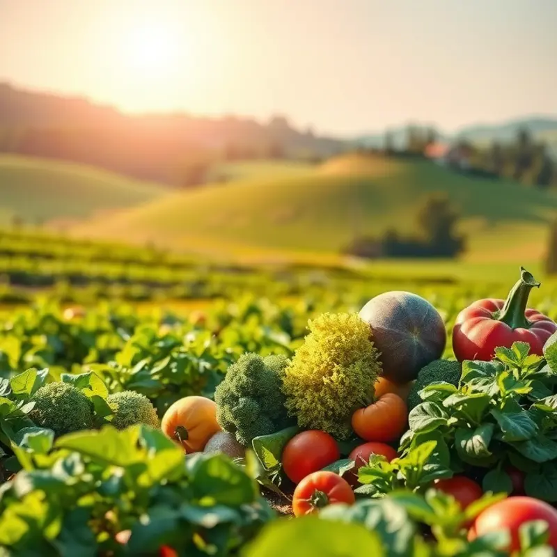 A sunlit field showcasing the vibrancy of organic produce.