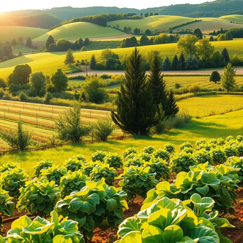 A sunlit field displaying the harvest bounty that complements the global egg dishes.