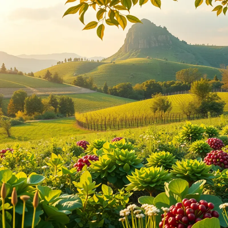 A vibrant orchard filled with fresh vegetables, illustrating the beauty of natural produce.