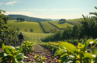 A lush, sunlit landscape teeming with organic produce, embodying the freshness of water sources.