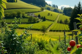 A sunlit field adorned with various fruits and vegetables showcasing natural abundance.